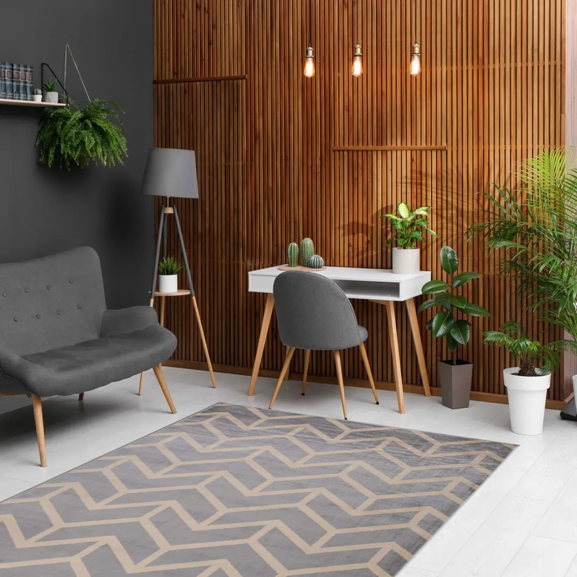 Tapete LENE cinza e bege 133x190cm