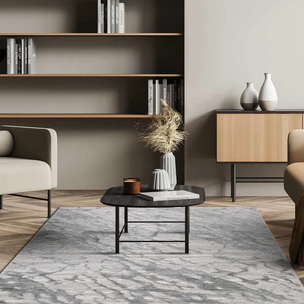 Tapete VIQI waves cinza 133x190cm