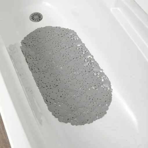 Tapete WC Antiderrapante Bolhas Cinza