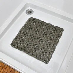 Tapete wc antiderrapante bolhas cinza