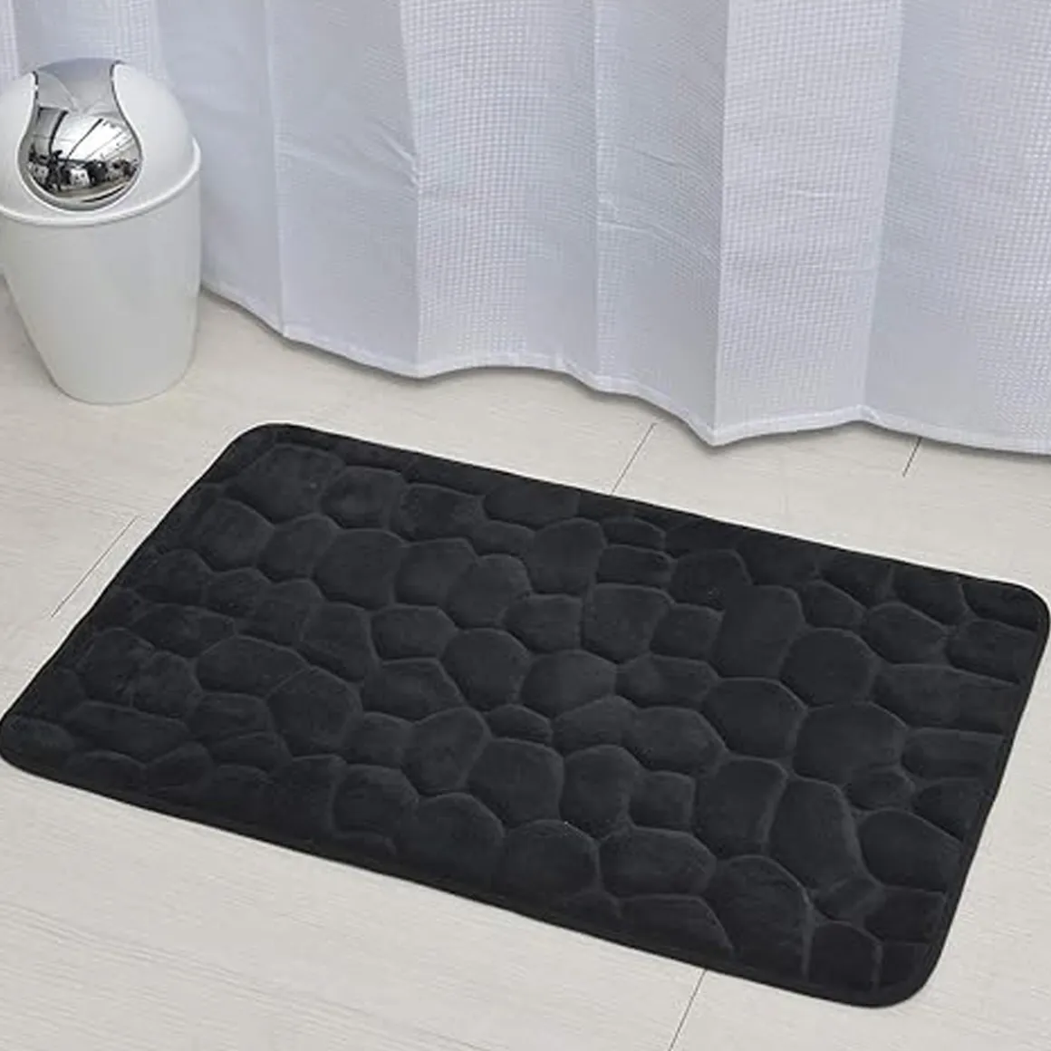 Tapete wc microfibra MEMOIRE preto 50x80cm