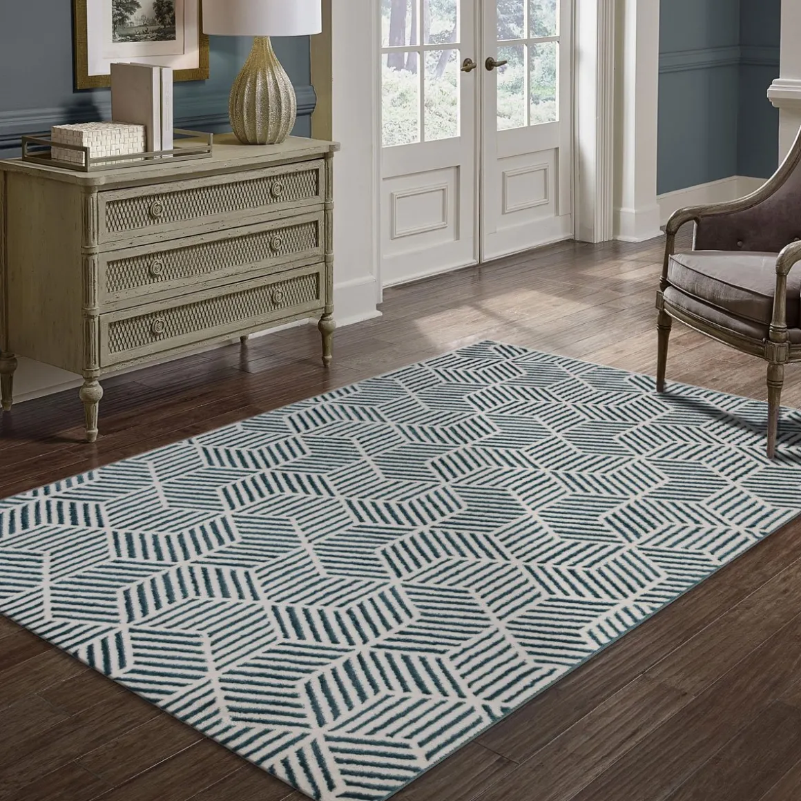 Tapete ZAHA geométrico azul 160x235cm