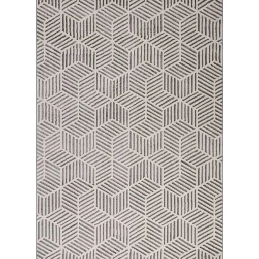 Tapete ZAHA geométrico cinza 80x150cm