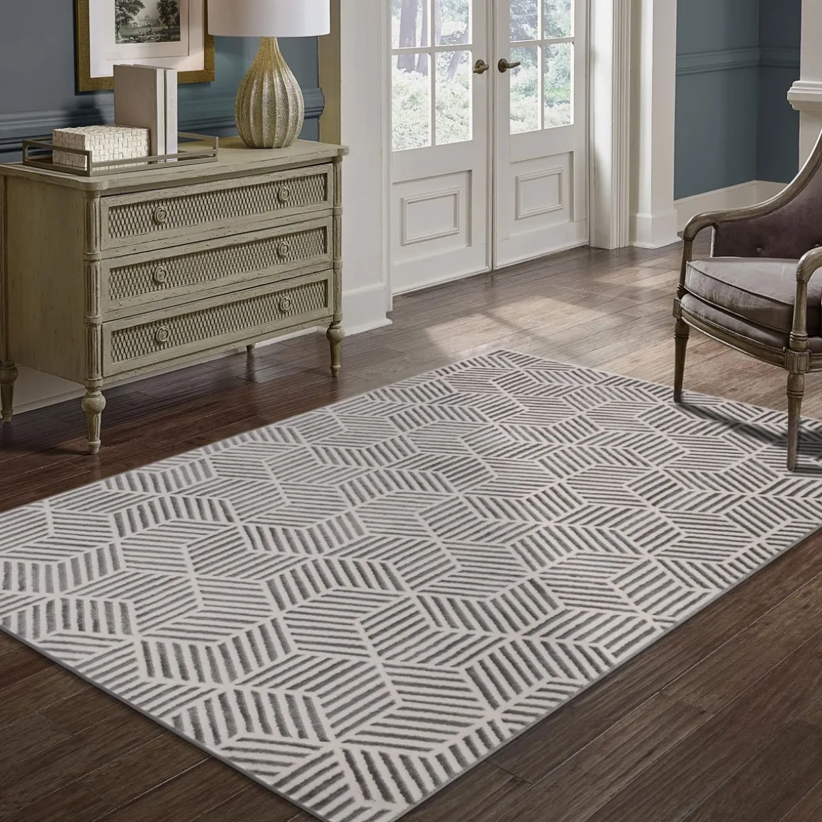 Tapete ZAHA geométrico cinza 160x235cm