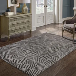 Tapete ZAHA geométrico cinza antracite 120x160cm