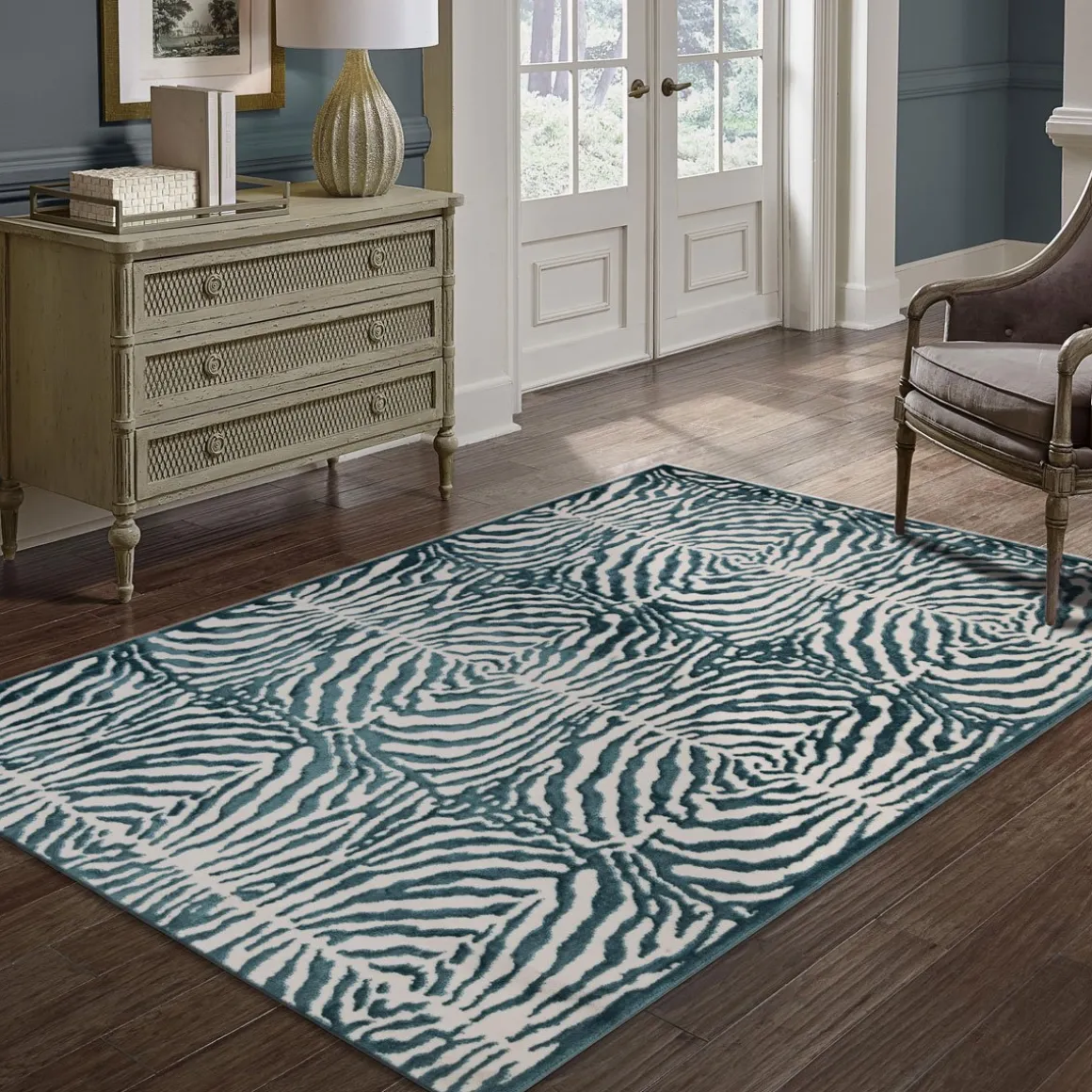 Tapete ZAHA zebra azul 120x160cm