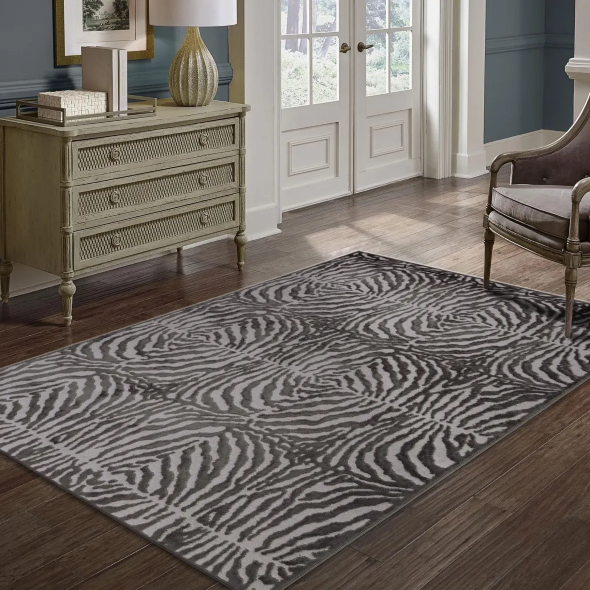 Tapete ZAHA zebra cinza antracite 160x235cm