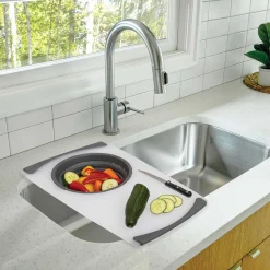 Tábua de corte com recipiente dobrável