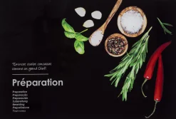 Tábua de cozinha preta decorada em vidro temperado 20x30cm