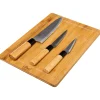 Tábua em bambu com 3 facas