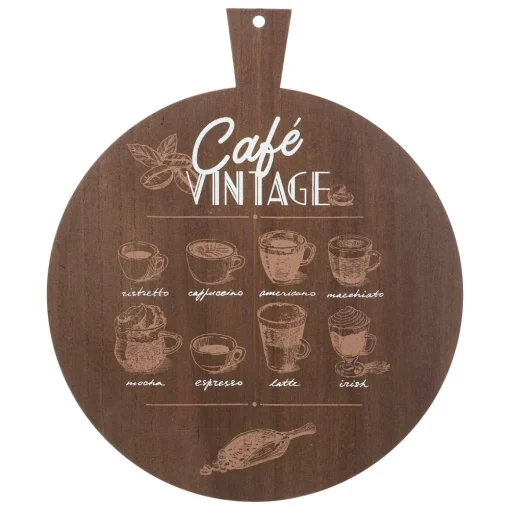 Tábua Redonda Castanha Decoração Café Em MDF