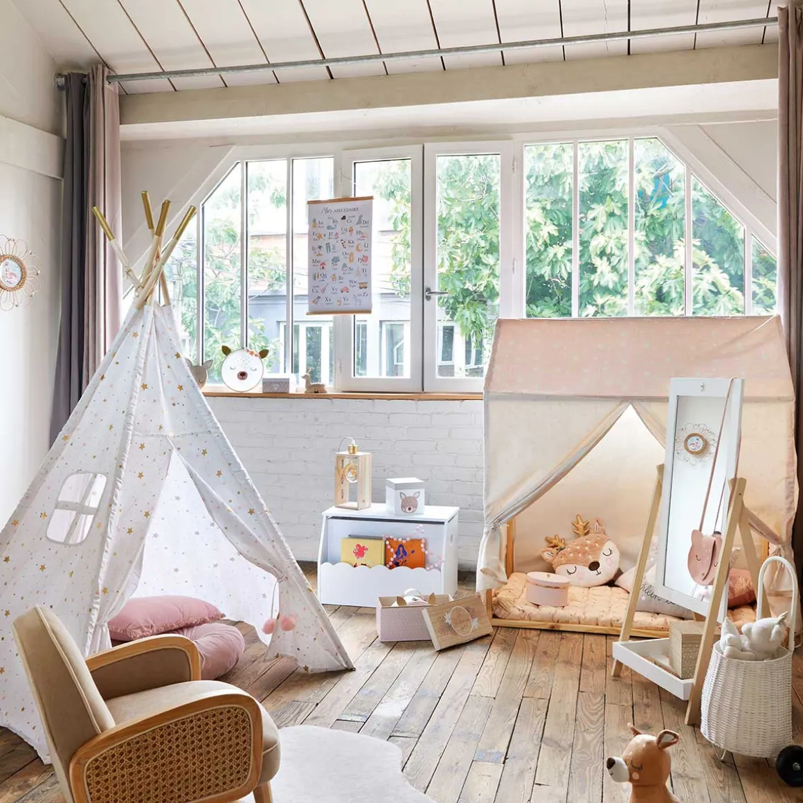 Tenda TIPI dourada e branca 130x160cm