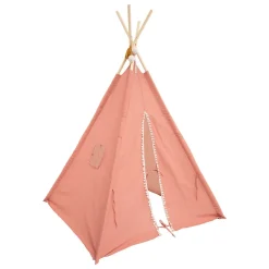 Tenda TIPI rosa com pompons rainbow