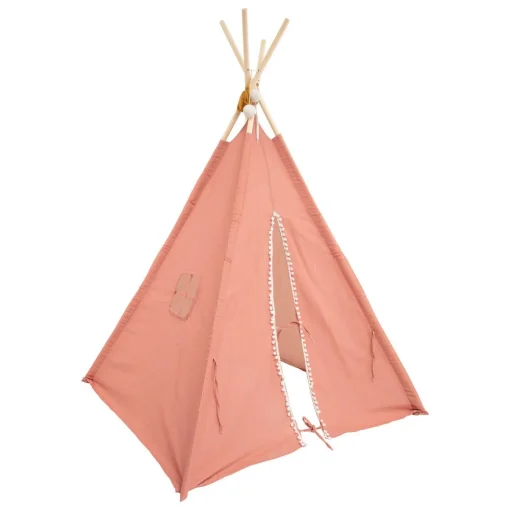 Tenda TIPI rosa com pompons rainbow