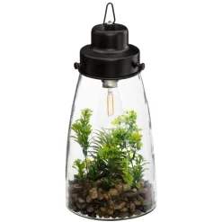 Terrário com planta artificial 31cm