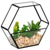 Terrário em metal preto com plantas artificiais PIA