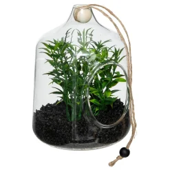 Terrário em vidro com plantas artificiais NALY