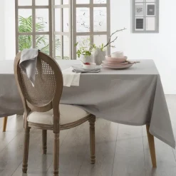 Toalha de mesa CHAMBRAY cinza em algodão 140x240cm