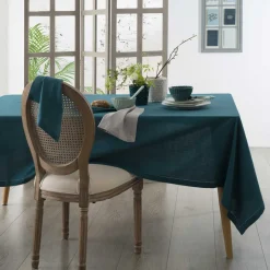 Toalha de mesa CHAMBRAY verde esmeralda em algodão 140x240cm