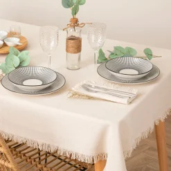 Toalha de mesa MAHA branca em algodão 150x250cm
