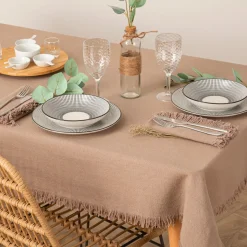 Toalha de mesa MAHA cinza em algodão 150x250cm