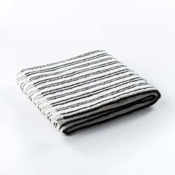 Toalha de mãos LINE branco e preto em algodão 50x100cm