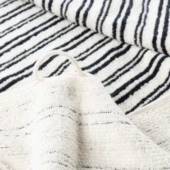 Toalha de mãos LINE branco e preto em algodão 50x100cm