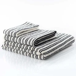 Toalha de mãos LINE branco e preto em algodão 50x100cm