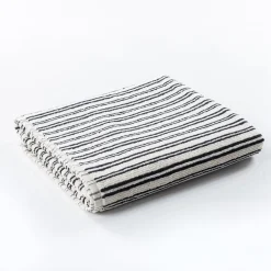 Toalha lençol de banho LINE branco e preto algodão 100x150cm