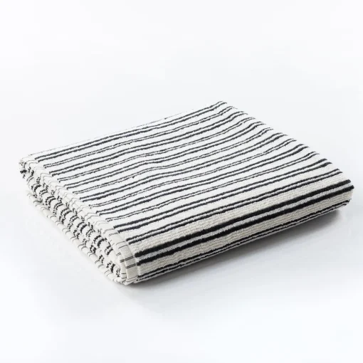 Toalha lençol de banho LINE branco e preto algodão 100x150cm