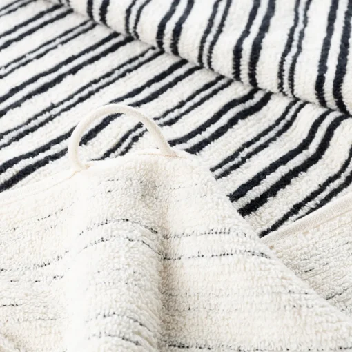 Toalha lençol de banho LINE branco e preto algodão 100x150cm
