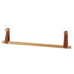 Toalheiro wc barra em bambu com alça caramelo