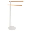 Toalheiro wc branco em metal com 2 barras em bambu