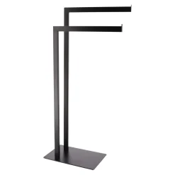 Toalheiro wc preto em metal com 2 barras