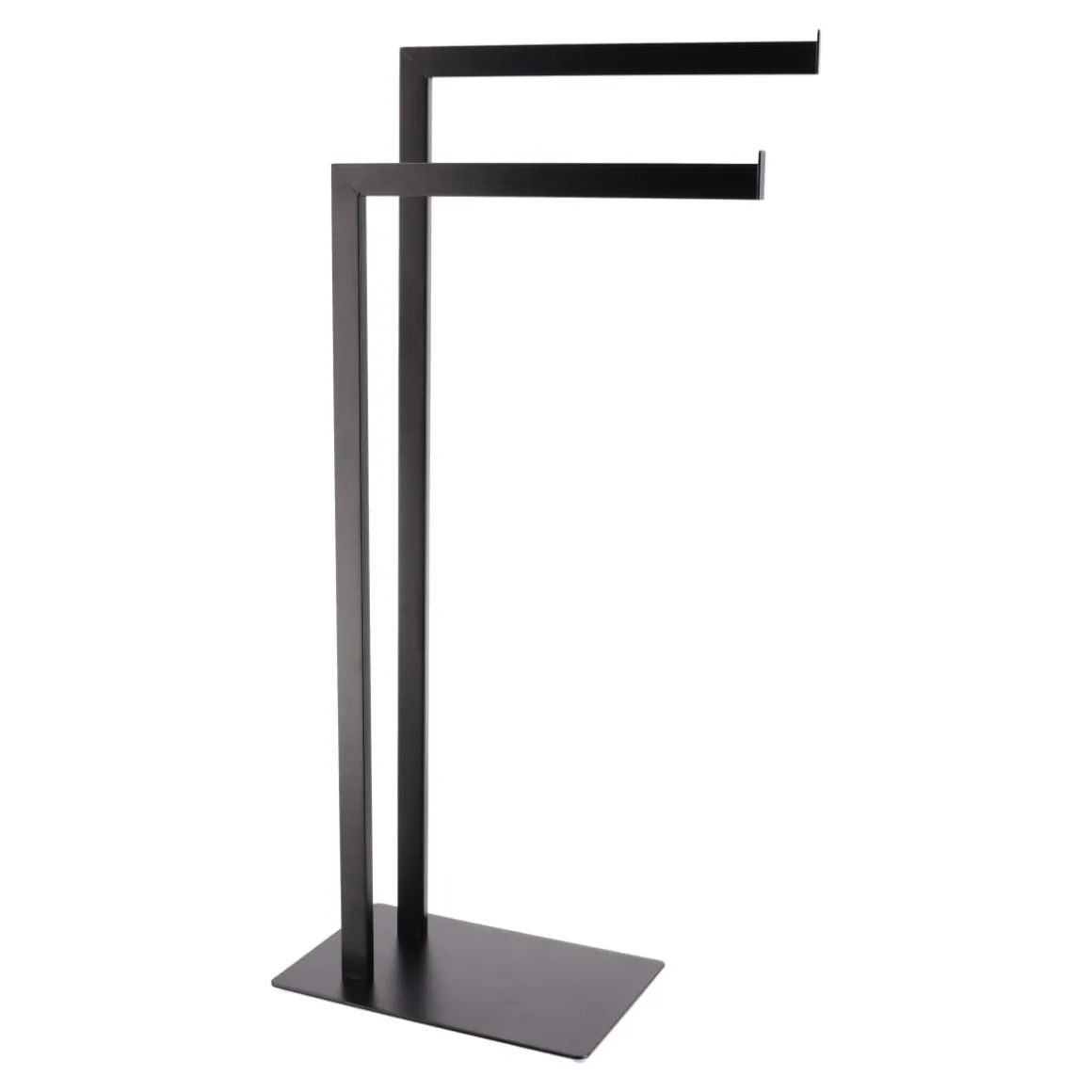 Toalheiro wc preto em metal com 2 barras