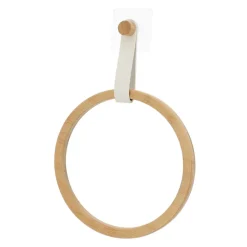 Toalheiro wc redondo em bambu com alça branca