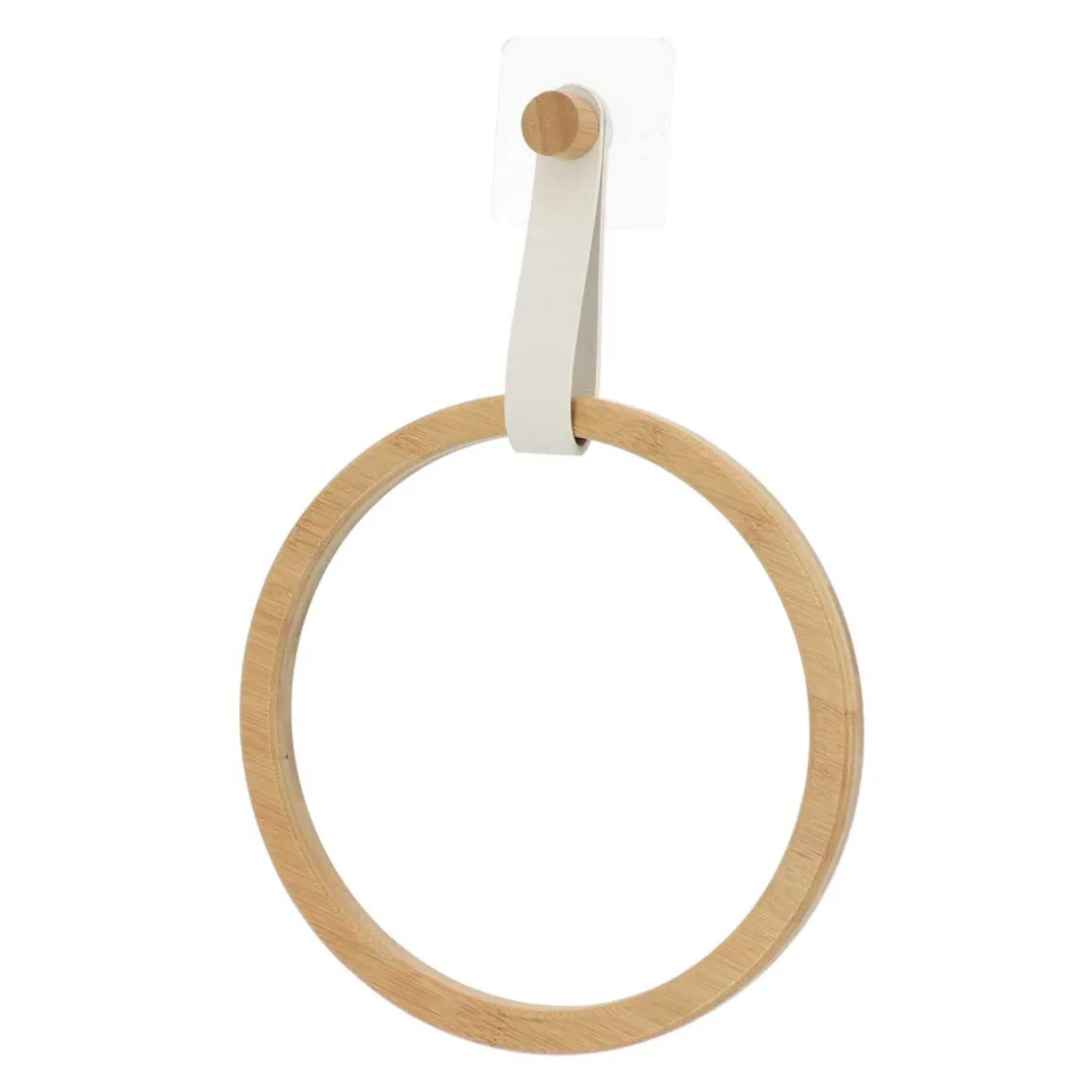 Toalheiro wc redondo em bambu com alça branca