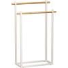 Toalheiro wc retangular branco em metal e bambu