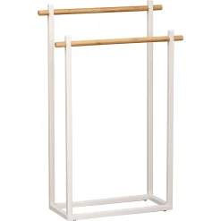 Toalheiro wc retangular branco em metal e bambu