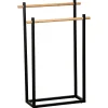 Toalheiro wc retangular preto em metal e bambu
