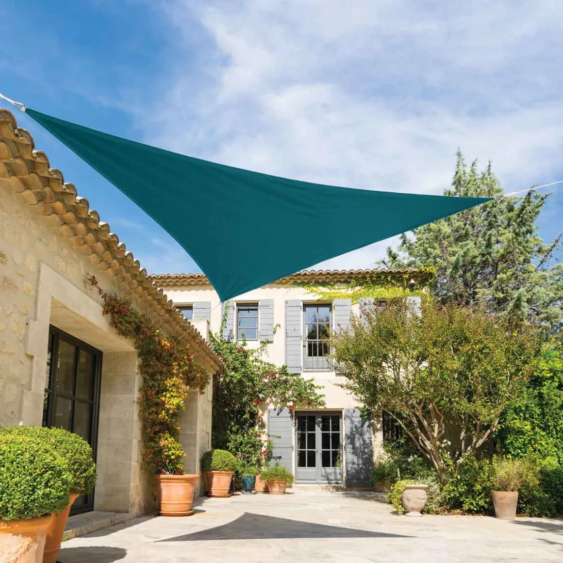 Toldo solar triangular SHAE azul 3x3m