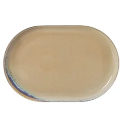 Travessa oval CIES bege em porcelana 20x30cm