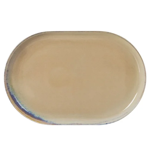 Travessa oval CIES bege em porcelana 20x30cm