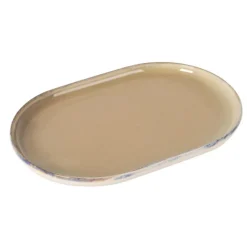 Travessa oval CIES bege em porcelana 20x30cm