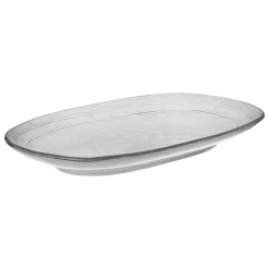 Travessa oval FLOWER cinza 21x37cm
