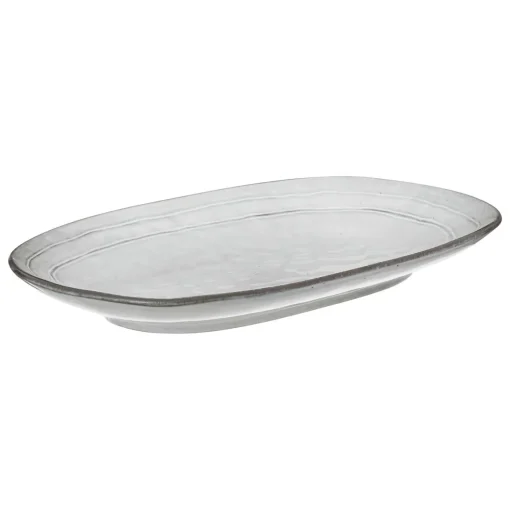 Travessa oval FLOWER cinza 21x37cm