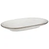 Travessa oval FLOWER cinza 18x30cm