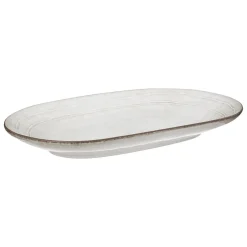 Travessa oval FLOWER cinza 18x30cm