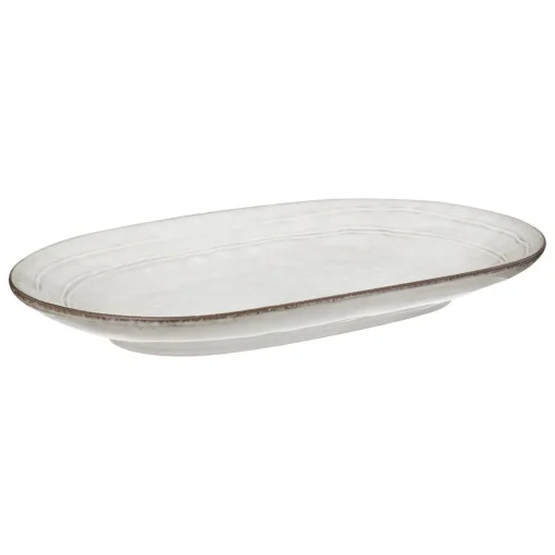 Travessa oval FLOWER cinza 18x30cm