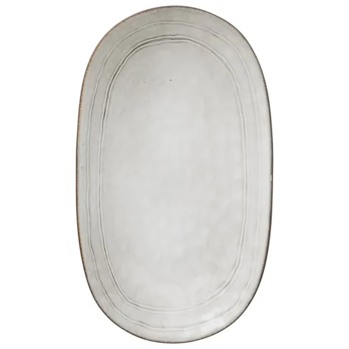 Travessa oval FLOWER cinza 18x30cm
